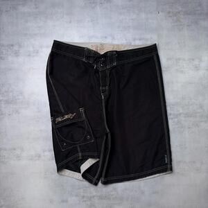 Y2K Black Rusty Grunge Baggy Surf Board Shorts